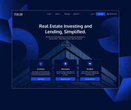 Web design for commercial real estate investment platform YIELDI homepage