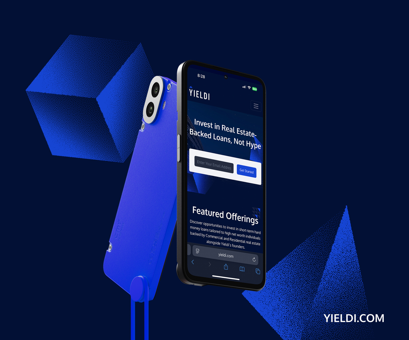 Web design for commercial real estate investment platform YIELDI phone