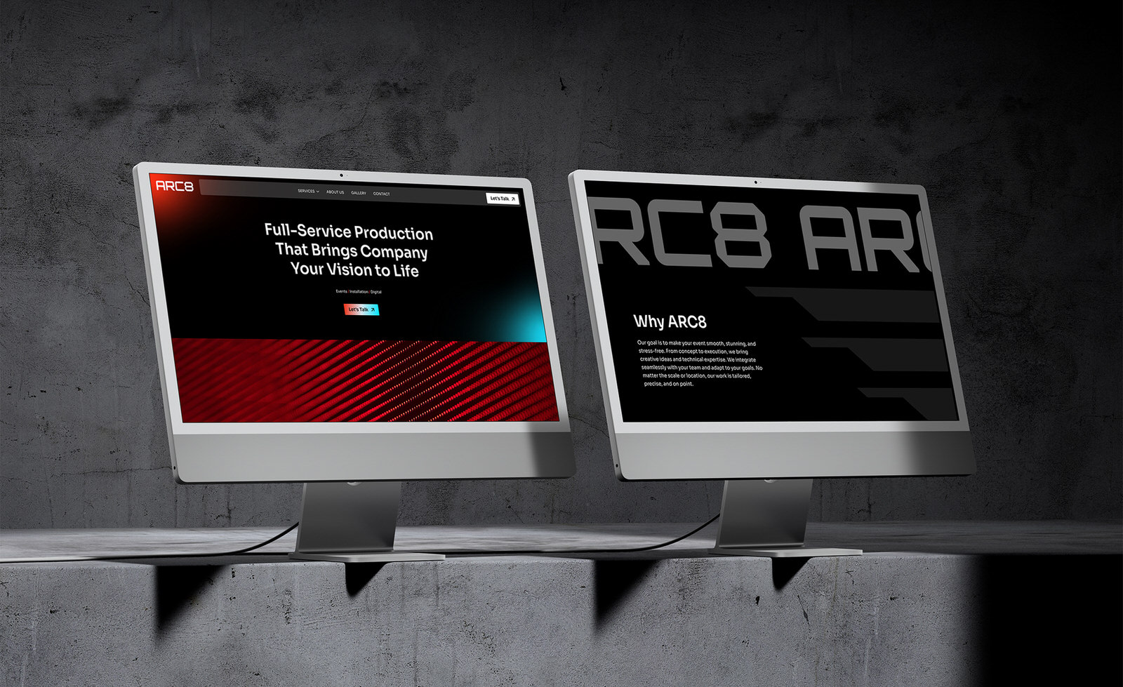 brandin and web design for event production desktop computers