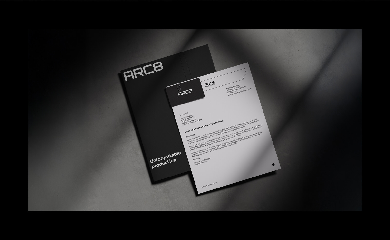 brandin and web design for event production stationary